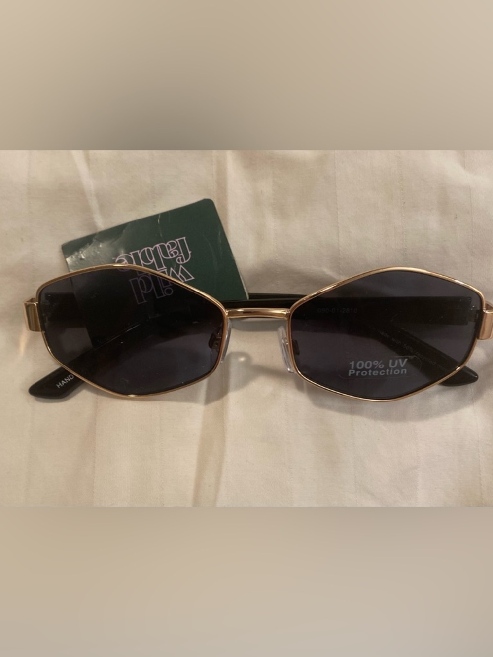 Wild Fable Gold Tone Narrow Oval Sunglasses Black Lenses